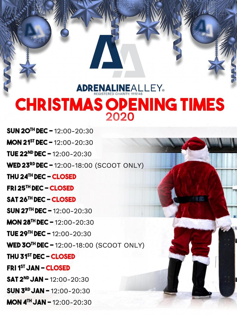 CHRISTMAS OPENING TIMES 2020