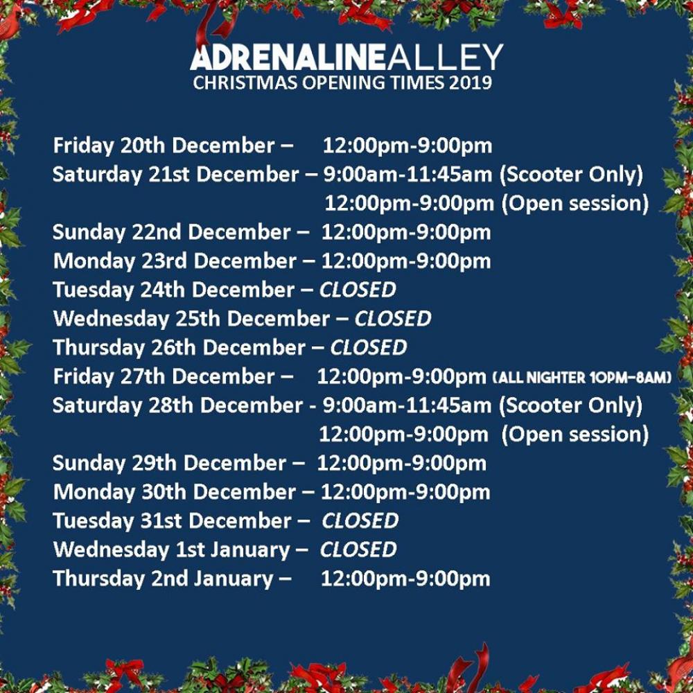 CHRISTMAS OPENING TIMES 2019